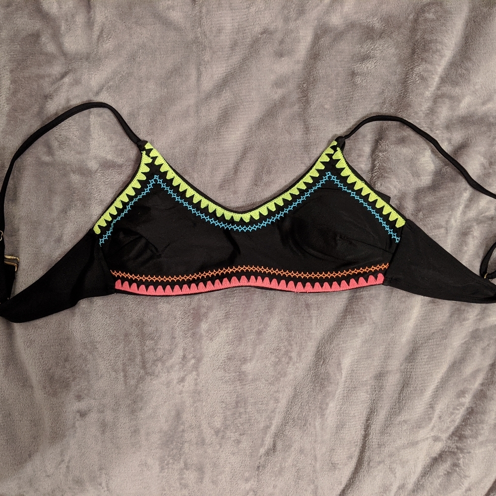 Black and Neon Swim Top